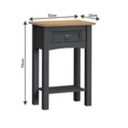 EONLION Solid Pine 1 Drawer Hall Console Table With Charcoal Finish in Grey - thumbnail 2