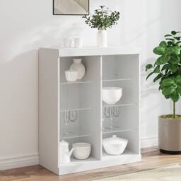 Berkfield Home Sideboard with LED Lights White 81x37x100 cm - Size: 81 x 37 x 100 cm - thumbnail 2