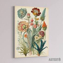 "Artery8 Ernst Haeckel Inspired Wildflowers Canvas Wall Art Print - Size: W18"" x H24""" - thumbnail 2