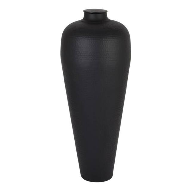 Lemon Pavilion Furniture and Decor Large Hammered Vase with Lid - Metal - L40 x W40 x H103cm - Matt Black - image 1