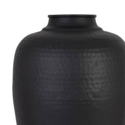 Lemon Pavilion Furniture and Decor Large Hammered Vase with Lid - Metal - L40 x W40 x H103cm - Matt Black - thumbnail 2