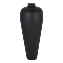 Lemon Pavilion Furniture and Decor Large Hammered Vase with Lid - Metal - L40 x W40 x H103cm - Matt Black