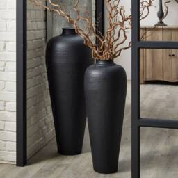 Lemon Pavilion Furniture and Decor Large Hammered Vase with Lid - Metal - L40 x W40 x H103cm - Matt Black - thumbnail 4