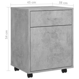 Berkfield Home Rolling Cabinet Concrete Grey 45x38x54 cm Engineered Wood - Size: 45 x 38 x 54 cm - thumbnail 8