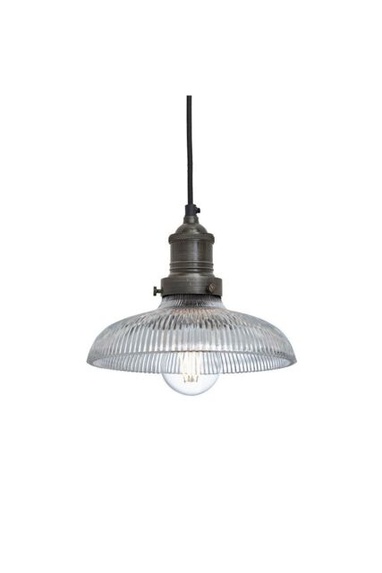 Industville Brooklyn Glass Dome Pendant, 8 Inch, Pewter Holder in Dark Grey - image 1