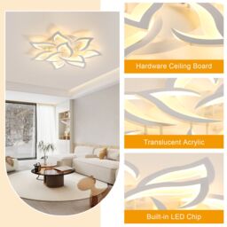 Pheashine Modern LED Ceiling Light, 60W, 220V, 3000K Warm Light, 80cm, Indoor in White - thumbnail 6