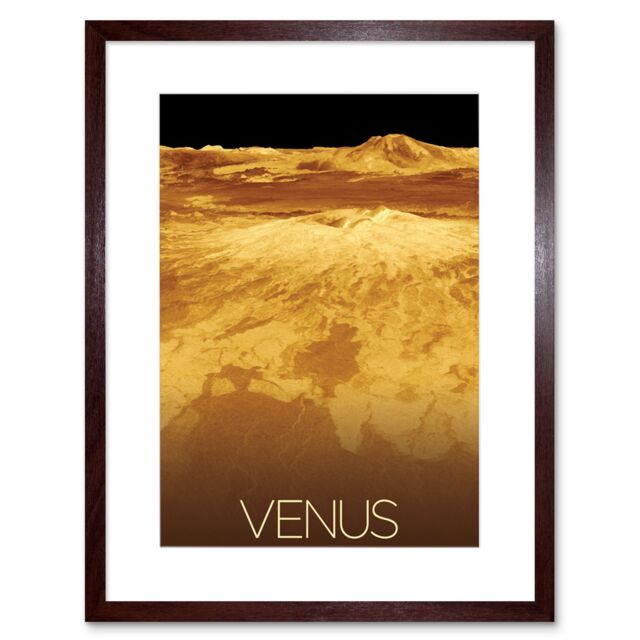 "Artery8 Wall Art Print NASA Our Solar System Venus Planet Sapas Mons Artwork Framed 9X7 Inch in Brown - Size: W7"" x H9""" - image 1