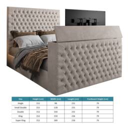 KDMD Capella Upholstered Soft Velvet Pebble TV Bed Frame in Light Sand - Size: Single - thumbnail 6