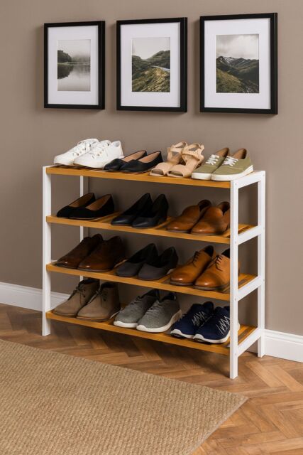Neo 4 Tier Bamboo Wooden Shoe Storage in Natural White - image 1