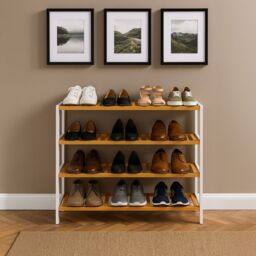 Neo 4 Tier Bamboo Wooden Shoe Storage in Natural White - thumbnail 2