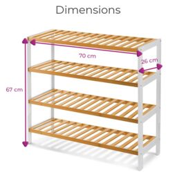 Neo 4 Tier Bamboo Wooden Shoe Storage in Natural White - thumbnail 7