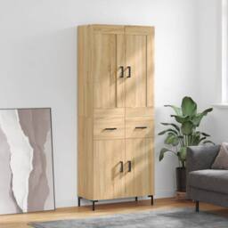 Berkfield Home Highboard Sonoma Oak 69.5x34x180 cm Engineered Wood in Light Tan - thumbnail 2