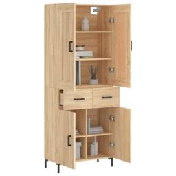Berkfield Home Highboard Sonoma Oak 69.5x34x180 cm Engineered Wood in Light Tan - thumbnail 1