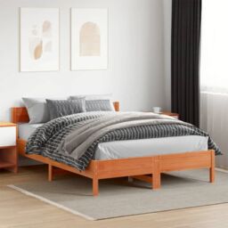 Berkfield Home Bed Frame without Mattress Wax Brown 160x200 cm Solid Wood Pine - thumbnail 3
