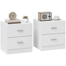 HOMCOM Bedside Tables Set of 2 with 2 Drawers Modern Nightstands, White - thumbnail 2