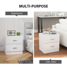 HOMCOM Bedside Tables Set of 2 with 2 Drawers Modern Nightstands, White - thumbnail 6