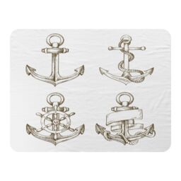 Benjamin Tate Design Drawn Anchors Blanket in Natural - Size: 120 cm x 150 cm - thumbnail 1