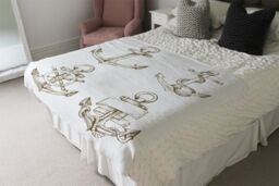 Benjamin Tate Design Drawn Anchors Blanket in Natural - Size: 120 cm x 150 cm - thumbnail 3