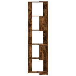 Berkfield Home Elegant Corner Bookcase 5-Tier Smoked Oak 50x50x179 cm Engineered Wood in Brown - Size: 50 x 50 x 179 cm - thumbnail 4