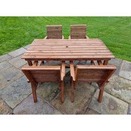 Churnet Valley Garden Furniture Ltd Valley 4 Seat Set 4XC Table - Timber - Minimal Assembly Required in Brown - thumbnail 3