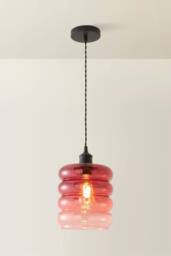 ValueLights Giselle Matte Black Ombre Berry Glass Ceiling Pendant Light in Dark Pink - thumbnail 3