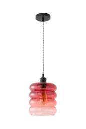 ValueLights Giselle Matte Black Ombre Berry Glass Ceiling Pendant Light in Dark Pink - thumbnail 6