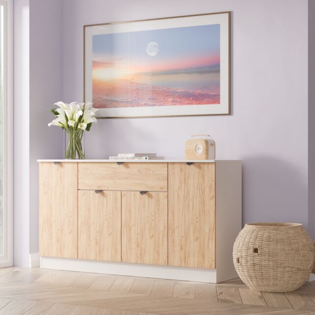 Ready Assembled 2 U Norway 4 Door 1 Drawer Wide Unit (Ready Assembled) in Beige - image 1