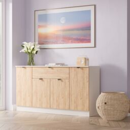 Ready Assembled 2 U Norway 4 Door 1 Drawer Wide Unit (Ready Assembled) in Beige - thumbnail 1
