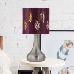 First Choice Lighting Set of 2 Romana - Brushed Chrome Touch Table Lamps with Burgundy Shade in Silver - thumbnail 3