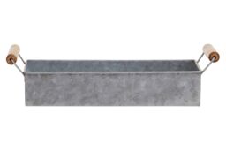 Orsina Drummond Set Of Three Galvanised Steel Flower/Herb Pots With Tray in Silver - thumbnail 4