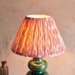 Netlighting Monroe Gloss Green Glaze Table Lamp Pink Fabric Ikat Shade 30cm B22 - thumbnail 4