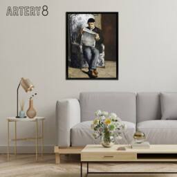 "Artery8 The Artists Father Reading Newspaper Cezanne Framed Canvas Wall Art - Size: W12"" x H16""" - thumbnail 3