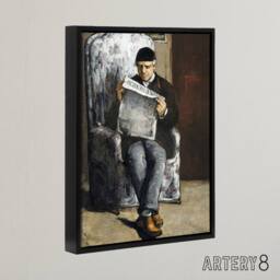 "Artery8 The Artists Father Reading Newspaper Cezanne Framed Canvas Wall Art - Size: W12"" x H16""" - thumbnail 2