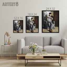 "Artery8 The Artists Father Reading Newspaper Cezanne Framed Canvas Wall Art - Size: W12"" x H16""" - thumbnail 4