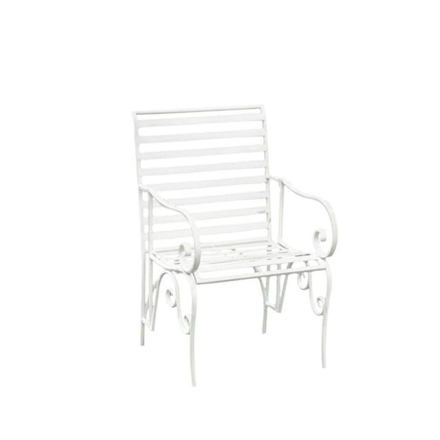 Melody Maison Ornate Metal Distressed White Garden Chair - 55cm X 92cm - Size: 55 cm X 92 cm - image 1