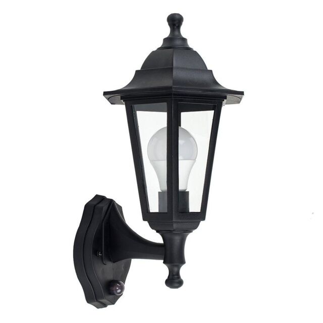 ValueLights Traditional Style Black Outdoor Security PIR Motion Sensor IP44 Rated Wall Light Lantern - image 1