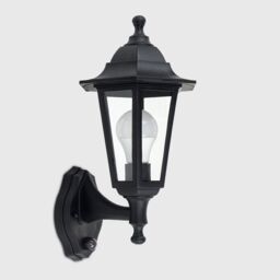 ValueLights Traditional Style Black Outdoor Security PIR Motion Sensor IP44 Rated Wall Light Lantern - thumbnail 2