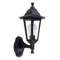 ValueLights Traditional Style Black Outdoor Security PIR Motion Sensor IP44 Rated Wall Light Lantern