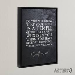 "Artery8 Corinthians 6 19 Body Temple Bible Quote Framed Canvas Wall Art Print in Grey - Size: W12"" x H16""" - thumbnail 2