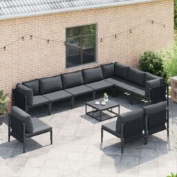Berkfield Home Garden Sofa Set 11 pcs Anthracite Steel - thumbnail 3