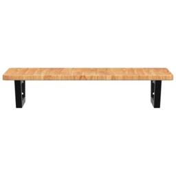 Berkfield Home Basin Shelf Wall Mounted Steel & Solid Wood Oak in Brown - thumbnail 4