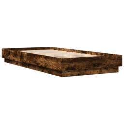Berkfield Home Durable Bed Frame without Mattress Smoked Oak 100x200 cm Engineer in Brown - thumbnail 6