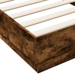Berkfield Home Durable Bed Frame without Mattress Smoked Oak 100x200 cm Engineer in Brown - thumbnail 7