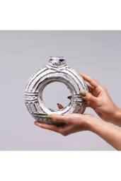 KDMD Cream Ceramic Donut-Shaped Vase - 18cm from Lombok - thumbnail 3