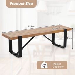 Costway Entryway Bench 152cm Long Hallway Bench Bedroom Wooden Shoe Rack Dining Bench in Natural - thumbnail 2