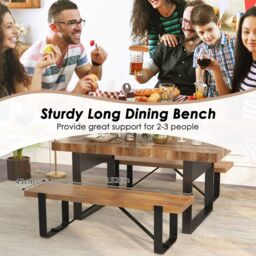 Costway Entryway Bench 152cm Long Hallway Bench Bedroom Wooden Shoe Rack Dining Bench in Natural - thumbnail 4