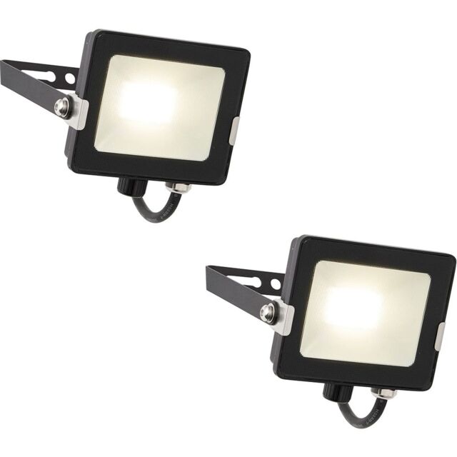 Loops 2 PACK Outdoor Waterproof LED Floodlight - 20W Cool White LED - Matt Black - image 1