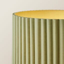 ValueLights Lenny Drum Shade Colour Drench Ribbed Fabric Midi Floor Lamp with Bulb in Pale Green - thumbnail 4