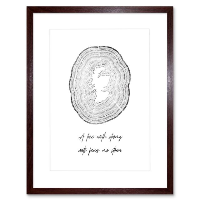 "Artery8 Wall Art Print Strong Roots Storm Scotland Map Tree Rings Framed Art in Brown - Size: W7"" x H9""" - image 1