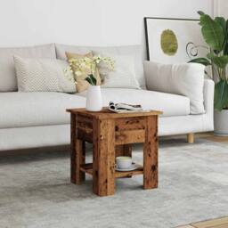 Berkfield Home Durable Coffee Table Old Wood 40x40x42 cm Engineered Wood in Brown - Size: 40 x 40 x 42 cm - thumbnail 1